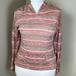 MAURICES Striped Sweater Hoodie Pink Shades Size Medium